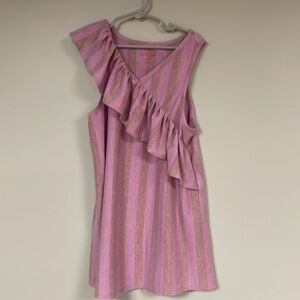 Cat & Jack Girls' ruffled blouse / top Large 10/12 lilac with gold stripes